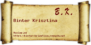 Binter Krisztina névjegykártya